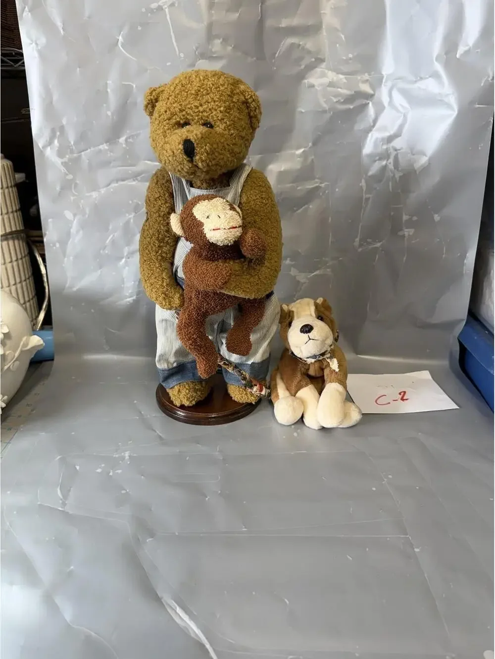 RARE Ty Beanie Babies Buddy Bear w/ Monkey & Dog Plush Set - Excellent Condition